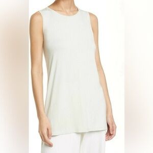 NWT EILEEN FISHER Women's Medium MIST Green CREW Neck LONG TANK Brand NEW